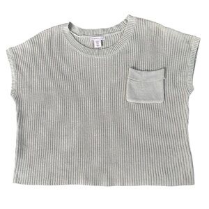 Sincerely Jules Sage Knit Sleeveless Sweater Top XL Pocket Ribbed NWT-Like